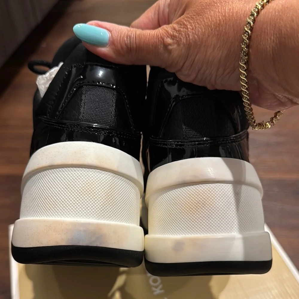 MICHAEL Michael Kors Olympia Trainer Tech Canvas Sneakers, stains on bottom.
